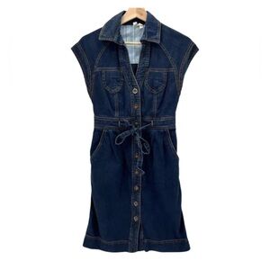 Maeve dark wash denim button down jean dress midi in size 0